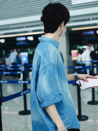 Light Blue Denim Button-Up Shirt view 5