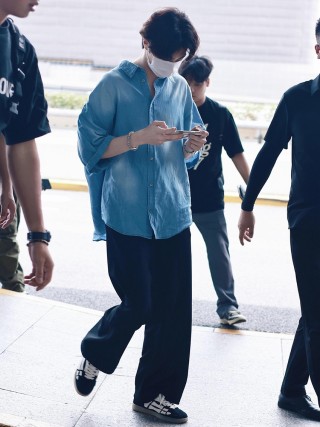 Light Blue Denim Button-Up Shirt view 6