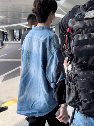 Light Blue Denim Button-Up Shirt view 8