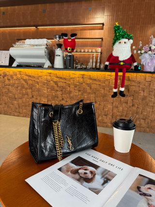YSL Niki Black Quilted Tote Bag view 2