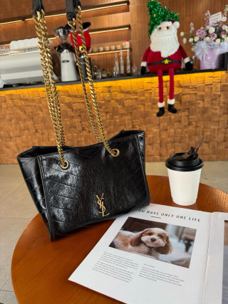 YSL Niki Black Quilted Tote Bag view 3
