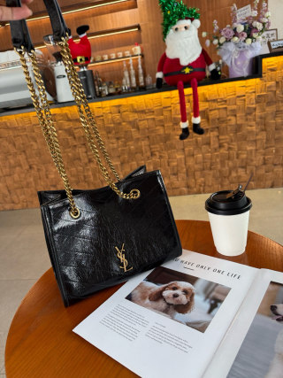 YSL Niki Black Quilted Tote Bag view 4