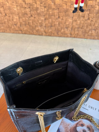 YSL Niki Black Quilted Tote Bag view 7