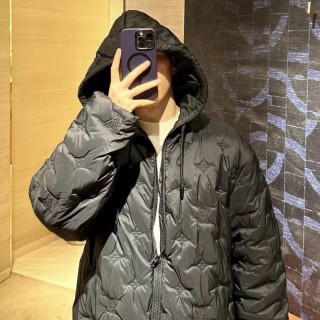 Navy Quilted Puffer Jacket view 3