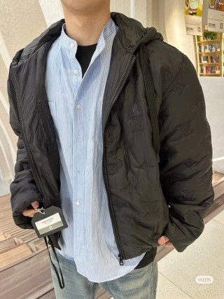 Navy Quilted Puffer Jacket view 7