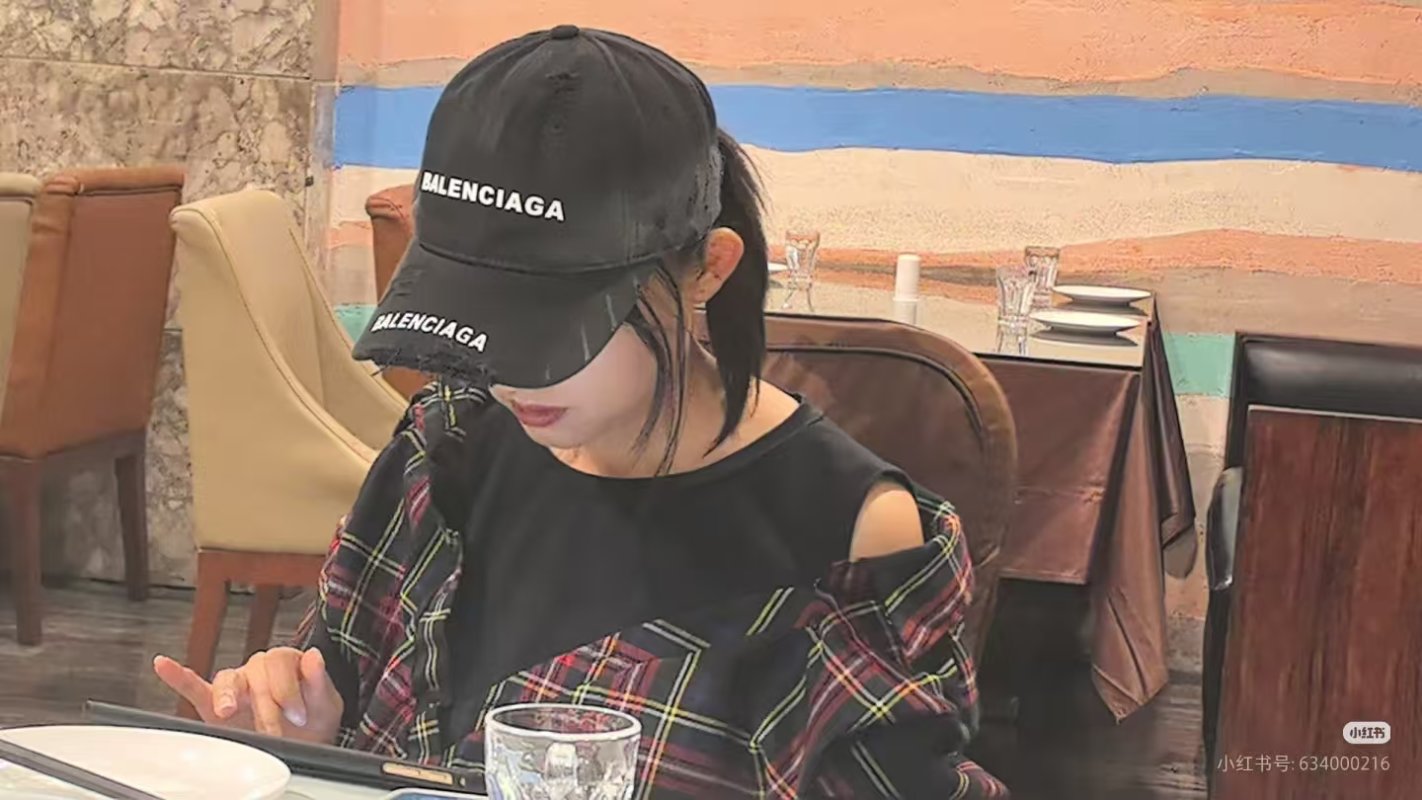 Balenciaga Distressed Double Logo Embroidered Baseball Cap Black
