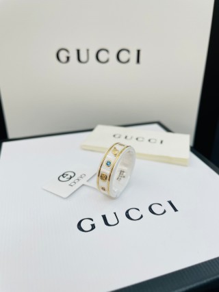 Gucci Icon Bee Ceramic & Gemstone Ring - White & Gold view 3