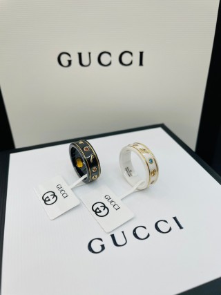Gucci Icon Bee Ceramic & Gemstone Ring - White & Gold view 7