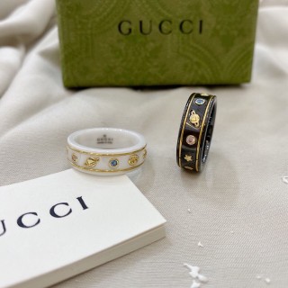 Gucci Icon Bee Ceramic & Gemstone Ring - White & Gold view 8