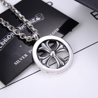Chrome Hearts Cross Circle Pendant Silver Necklace 60cm view 2