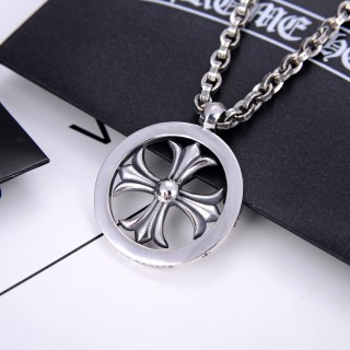 Chrome Hearts Cross Circle Pendant Silver Necklace 60cm view 3