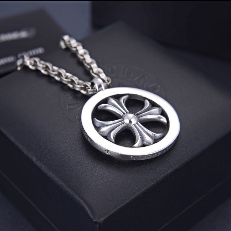 Chrome Hearts Cross Circle Pendant Silver Necklace 60cm view