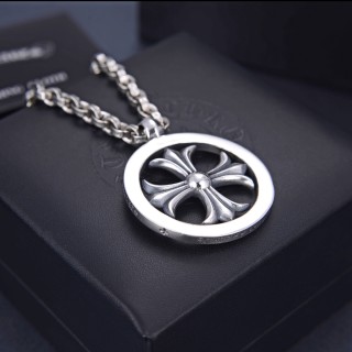 Chrome Hearts Cross Circle Pendant Silver Necklace 60cm view 4