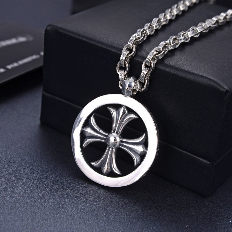 Chrome Hearts Cross Circle Pendant Silver Necklace 60cm view