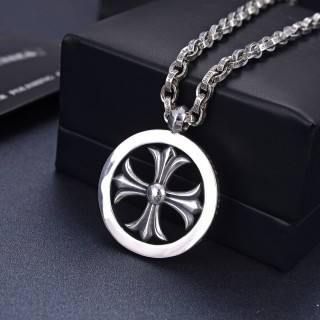 Chrome Hearts Cross Circle Pendant Silver Necklace 60cm view 5