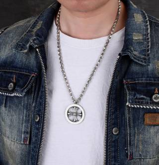 Chrome Hearts Cross Circle Pendant Silver Necklace 60cm view 6