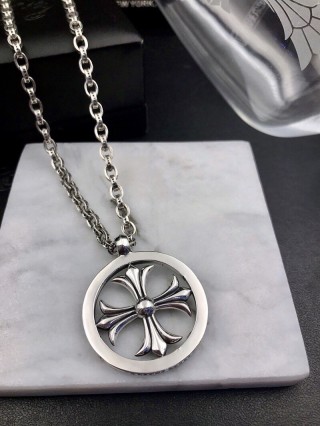 Chrome Hearts Cross Circle Pendant Silver Necklace 60cm view 7