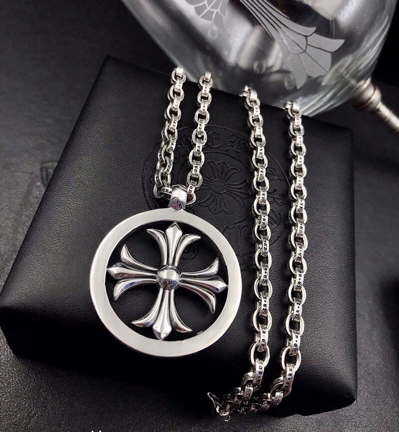 Chrome Hearts Cross Circle Pendant Silver Necklace 60cm view
