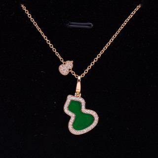 Qeelin Wulu Gourd Green Agate Pendant Necklace view 2