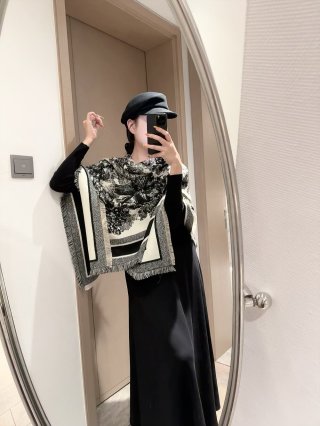Dior Velvet Square Scarf 140cm Pink & Cream view 6