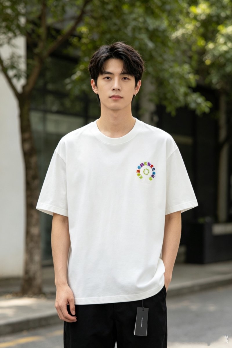 Oversized White Graphic Print T-Shirt with Colorful Letter Design view