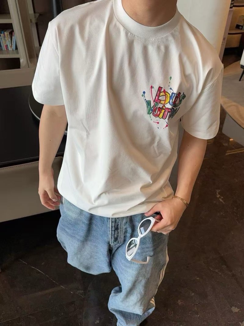 White Graphic Short Sleeve T-Shirt with Colorful Design