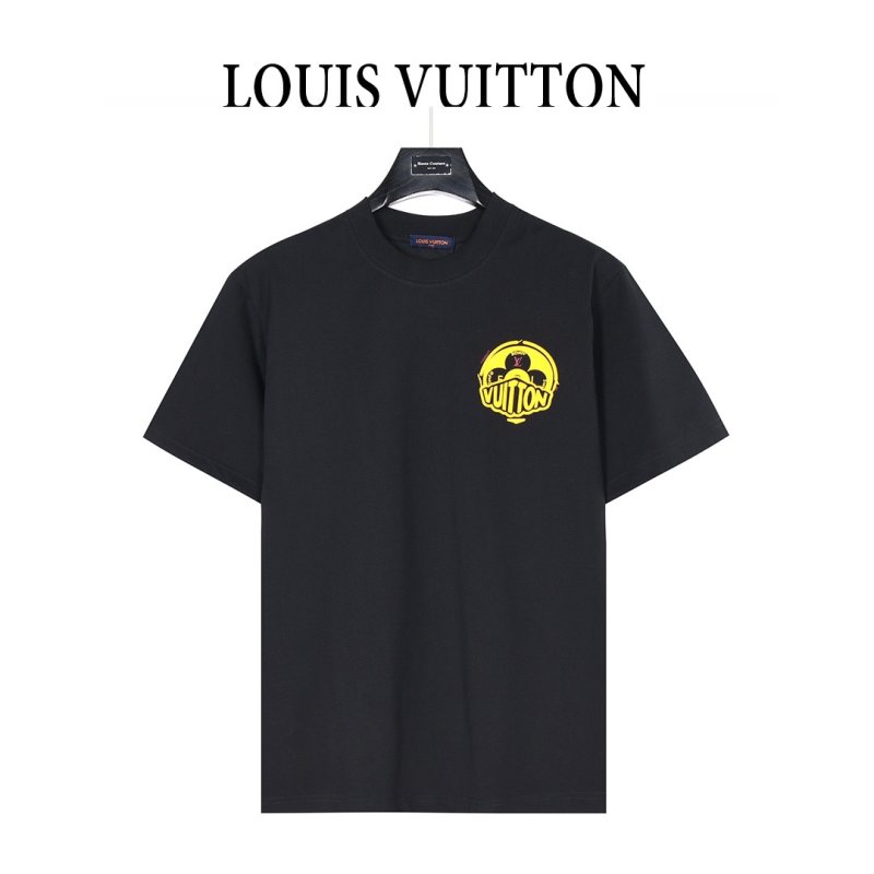 Louis Vuitton Black Yellow Logo Short Sleeve T-Shirt view