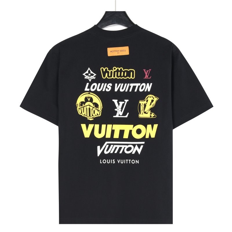 Louis Vuitton Black Yellow Logo Short Sleeve T-Shirt view