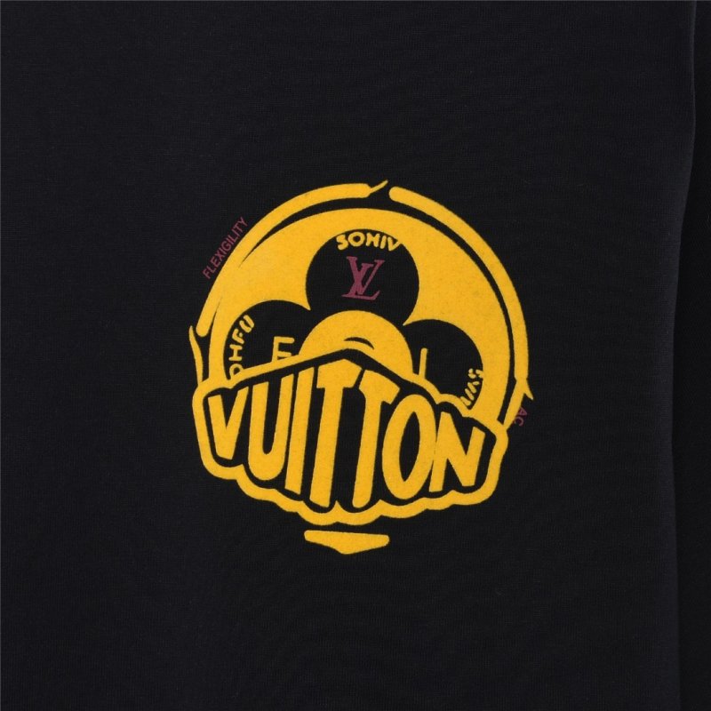 Louis Vuitton Black Yellow Logo Short Sleeve T-Shirt view