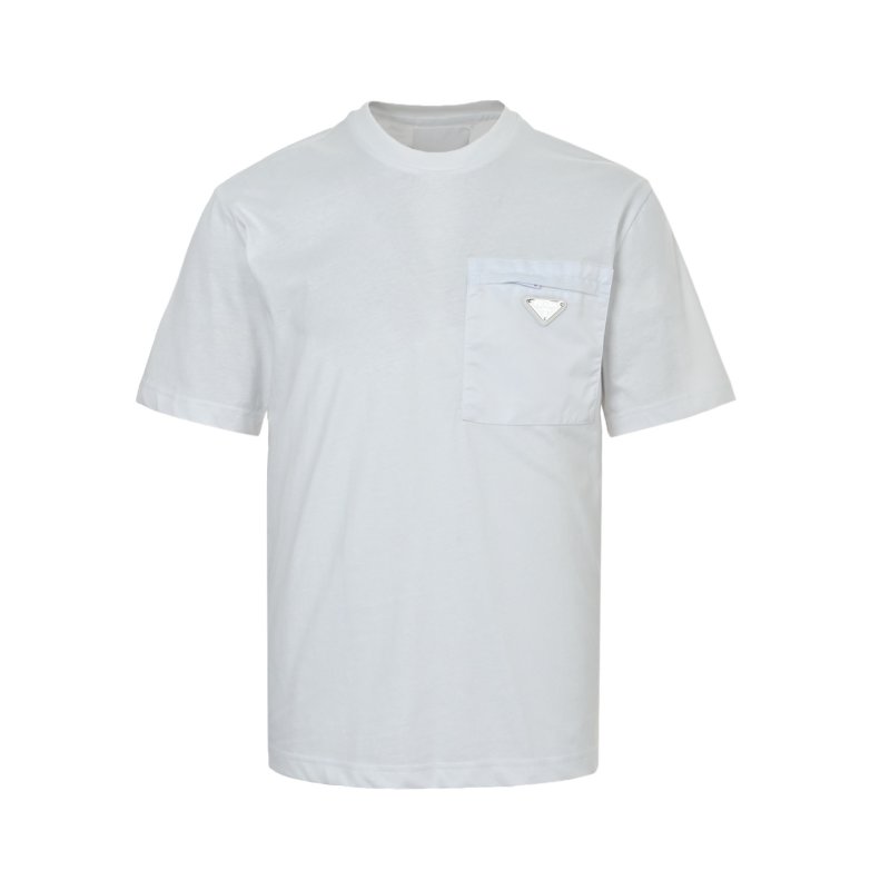 Prada White Short Sleeve T-Shirt with Chest Logo view