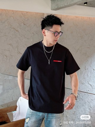 Black Short Sleeve T-Shirt with Red Chest Stripe view 5
