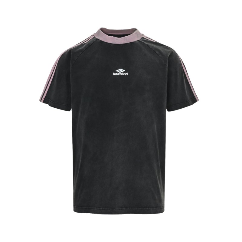 Balenciaga Black & Pink Striped Sleeve T-Shirt view