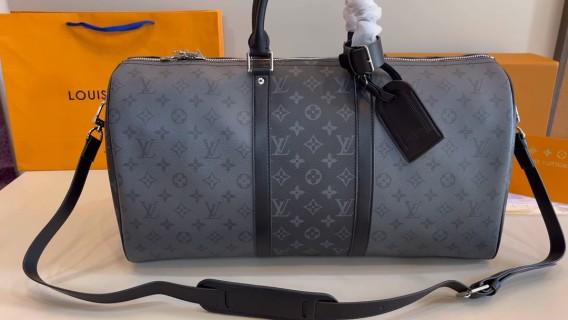 Louis Vuitton Monogram Keepall 55 Travel Bag Grey