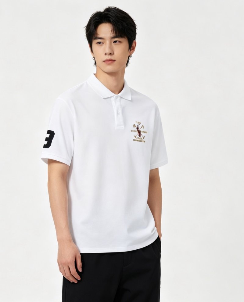 Polo Ralph Lauren White Polo Shirt with Embroidered Logo view