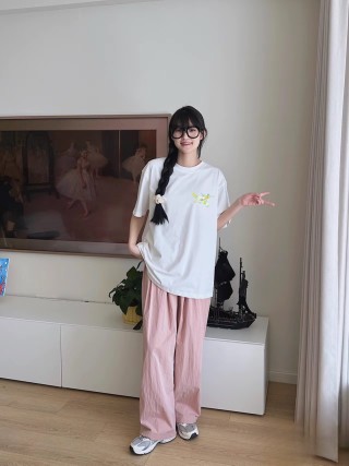 White Oversized Short Sleeve T-Shirt with Pastel Graphic Print