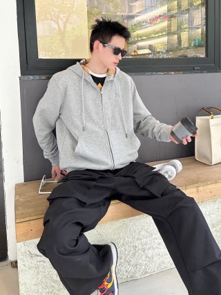 Grey Zip-Up Oversized Jacket view 3