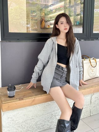 Grey Zip-Up Oversized Jacket view 8