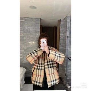 Burberry Beige Check Quilted Down Jacket
