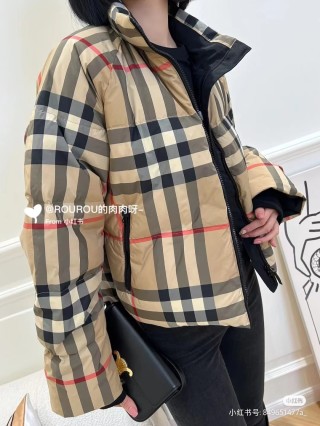 Burberry Beige Check Quilted Down Jacket view 7