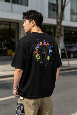 Zodiac Neon Graphic Black T-Shirt view 3