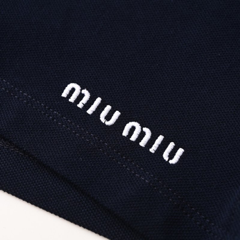 Miu Miu Navy Logo Drawstring Shorts view