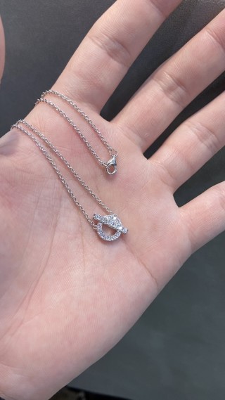 Hermès Pavé Diamond TO Pendant Necklace - White Gold