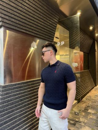 Ralph Lauren Navy Ribbed Short Sleeve Polo T-Shirt view 2