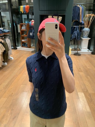 Ralph Lauren Navy Ribbed Short Sleeve Polo T-Shirt view 4