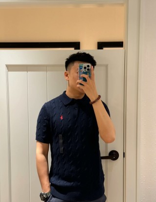 Ralph Lauren Navy Ribbed Short Sleeve Polo T-Shirt view 7