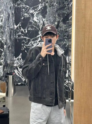 Black Denim Jacket - Classic Button-Up Style view 2