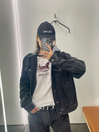 Black Denim Jacket - Classic Button-Up Style view 6