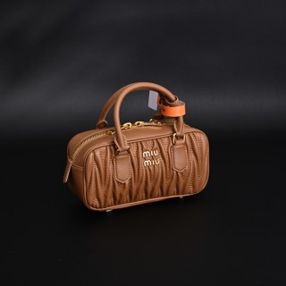 Miu Miu Matelassé Bowling Bag - Cognac view 2