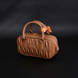Miu Miu Matelassé Bowling Bag - Cognac view 4
