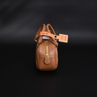 Miu Miu Matelassé Bowling Bag - Cognac view 5